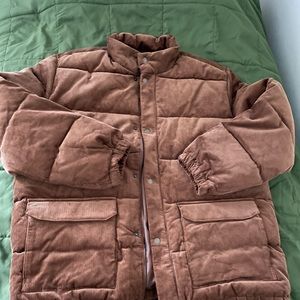Gap men velvet puffer jacket, brown, M/T